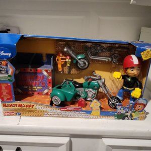 Rare Fisher-Price Disney Juniors Handy Manny's Motorcycle and Tool Rack NIB